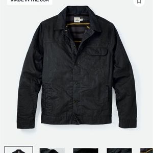 Black Flint and Tinder waxed trucker jacket.